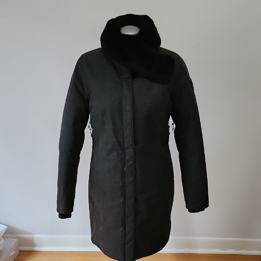 Nobis Rabbit Fur Collar Coat In Large